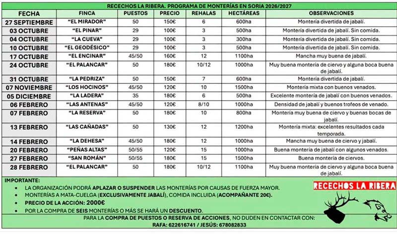 Programa Monterias Recechos la Ribera 2025
